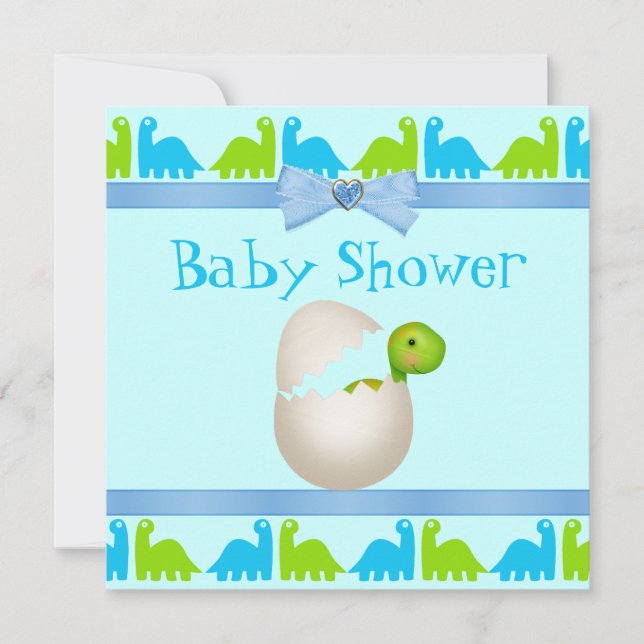 Invitación Dinosaurio nuevamente tramado lindo Baby Shower (Anverso)