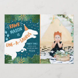Invitación Dinosaurio One-A-Saurus RAWR Primer cumpleaños
