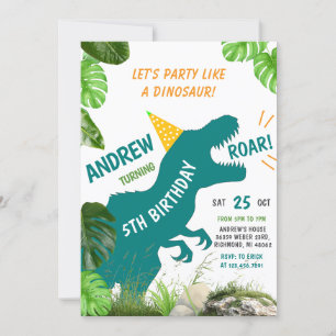 Invitación Dinosaurio personal TRex Cumpleaños del niño