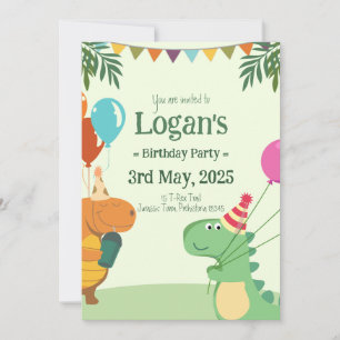 Invitación Dinosaurio Personalizado para Fiesta de Cumpleaños