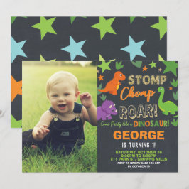 Invitación Dinosaurio primer cumpleaños Fiesta niño Stomp Cho