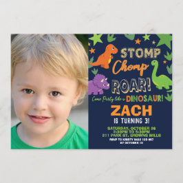 Invitación Dinosaurio primer cumpleaños Fiesta niño Stomp Cho