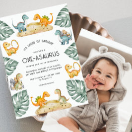 Invitación Dinosaurio Primer cumpleaños Fiesta Oneasaurus Fot