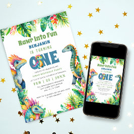 Invitación Dinosaurio Primer Fiesta de cumpleaños niño pequeñ