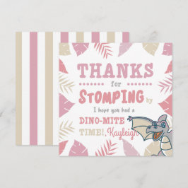 Invitación Dinosaurio rosa y beige