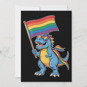 Invitación Dinosaurio T Rex Orgullo Gay LGBTQ Ally Rainbow Fl