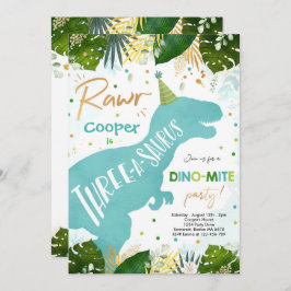 Invitación Dinosaurio tres-A-Saurus Fiesta Dino tercer cumple