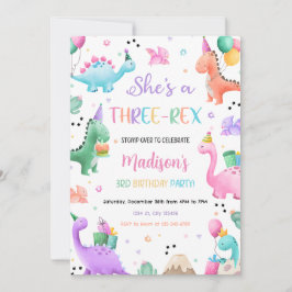 Invitación Dinosaurio tres Fiestas de cumpleaños