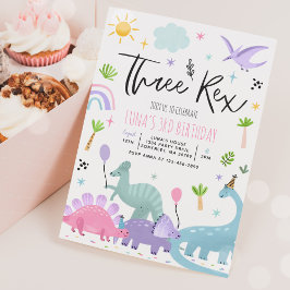 Invitación Dinosaurio tres Fiestas de cumpleaños