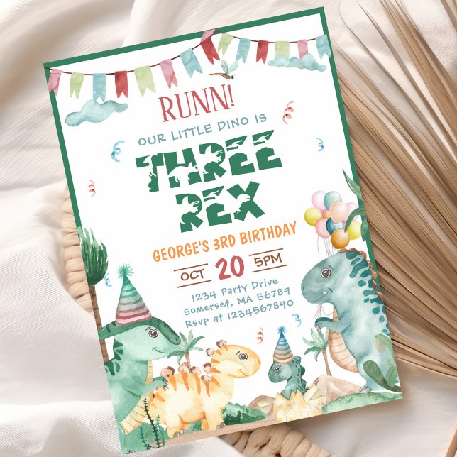 Invitación Dinosaurio tres Fiestas de cumpleaños (Subido por el creador)