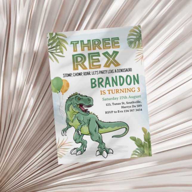 Invitación Dinosaurio tres Fiestas de cumpleaños (Subido por el creador)
