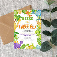 Dinosaurio tres Rex T-Rex tercera fiesta de cumple