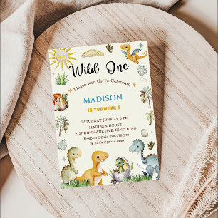 Invitación Dinosaurio Wild One Boy