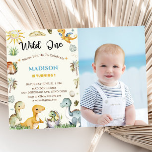 Invitación Dinosaurio Wild One Boy