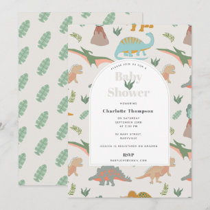 Invitación Dinosaurios Boho Animales Prehistóricos Baby Showe