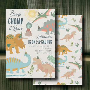 Invitación Dinosaurios Boho Fiesta Prehistórica Animales Cump
