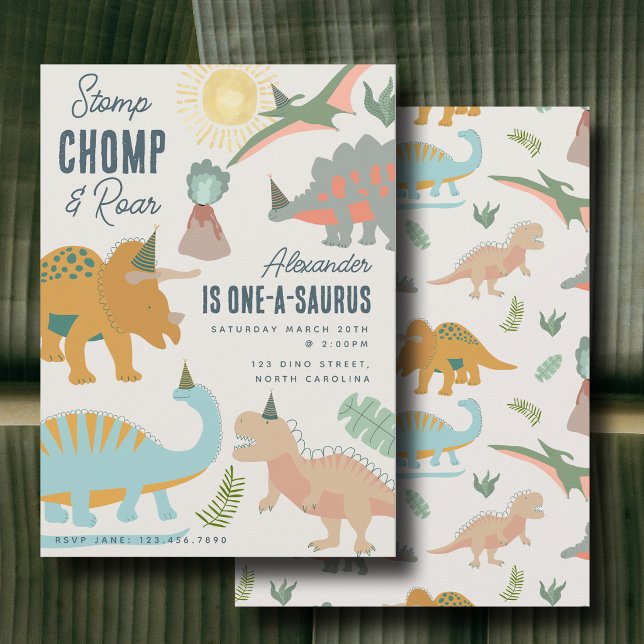 Invitación Dinosaurios Boho Fiesta Prehistórica Animales Cump (Dinosaurs Boho Prehistoric Party Animals Birthday Invitation)