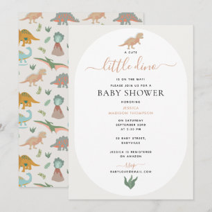 Invitación Dinosaurios Boho Pequeño Dinosaurio En Camino Baby