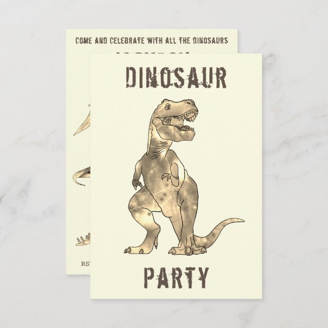 Invitación Dinosaurios Boys VIII Fiesta de cumpleaños T Rex R (Anverso / Reverso)