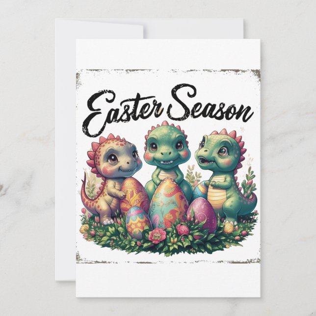 Invitación Dinosaurios de la temporada de Pascua (Anverso)