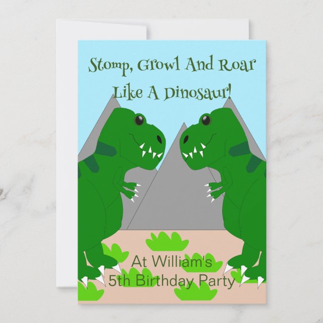 Invitación Dinosaurios diseñan fiesta de cumpleaños infantil (Anverso)