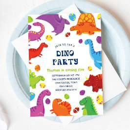 Invitación Dinosaurios divertidos coloridos Nacimiento Niños