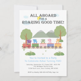 Invitación Dinosaurios En El Cumpleaños Del Tren