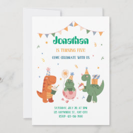 Invitación Dinosaurios infantiles coloridos