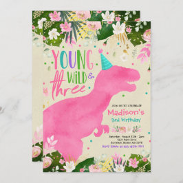 Invitación Dinosaurios Jóvenes Salvajes Y Libres Cumpleaños D