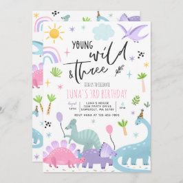 Invitación Dinosaurios Jóvenes Salvajes Y Tres Fiestas De Ter