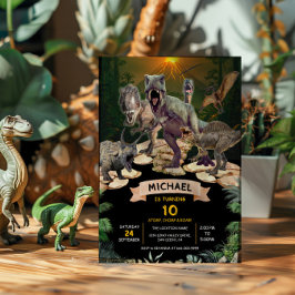 Invitación Dinosaurios Jurásico Fiesta de Cumpleaños Stomp Ch