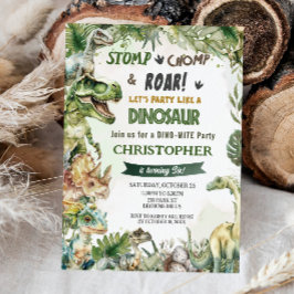 Invitación Dinosaurios Jurásico Fiesta de Cumpleaños Stomp Ch