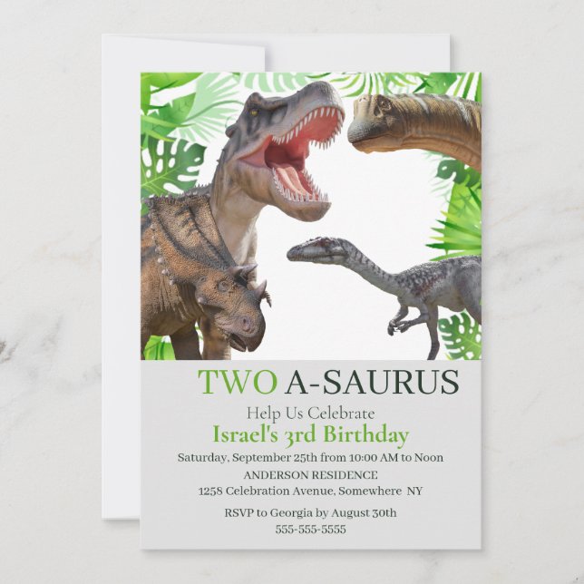Invitación Dinosaurios Jurásico Mundo Edad Blanca (Anverso)