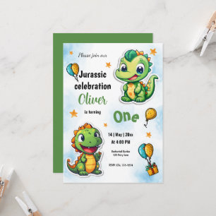 Invitación Dinosaurios Personalizado Niño Primer cumpleaños
