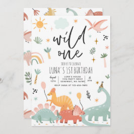 Invitación Dinosaurios salvajes Un primer Fiesta de cumpleaño