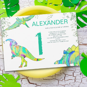 Invitación Dinosaurios salvajes Una acuarela Primer Fiesta de
