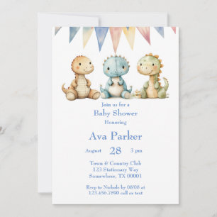 Invitación Dinosaurios y amigos Boy Baby Shower