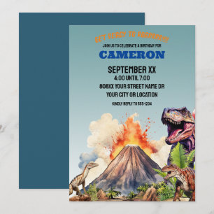 Invitación Dinosaurios y Volcanes Realistas