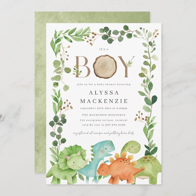 Invitación Dinosaurs Baby Shower Invitation (Anverso / Reverso)