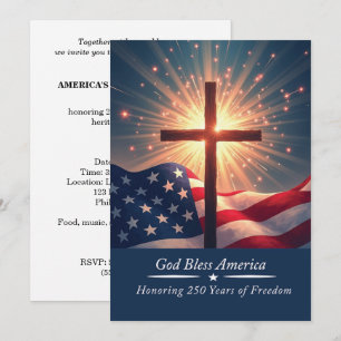 Invitación Dios Bendiga a América 250 Aniversario Religioso
