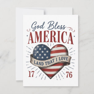 Invitación Dios bendiga a América bandera del corazón patriót