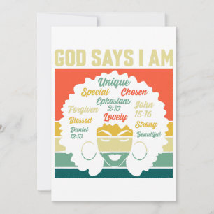 Invitación Dios dice que soy especial único elegido - Melanin