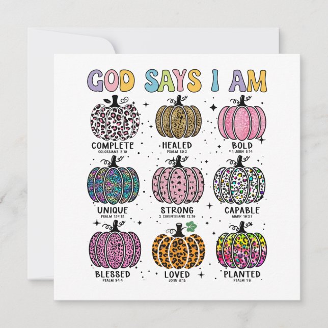 Invitación Dios dice que soy hoja caída de otoño otoño cosech (Anverso)