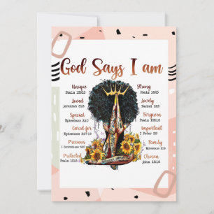 Invitación Dios dice que soy mujer cristiana negra Melanin Si