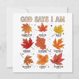 Invitación Dios dice que soy otoño cosecha de otoño hoja que