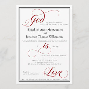 Invitación Dios es amor Graceful Red Script Wedting