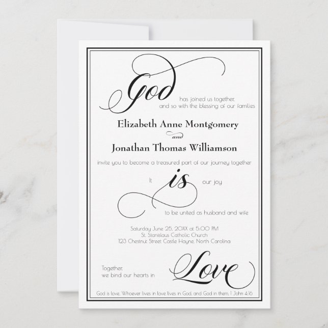 Invitación Dios es amor Graceful Script Wedting (Anverso)