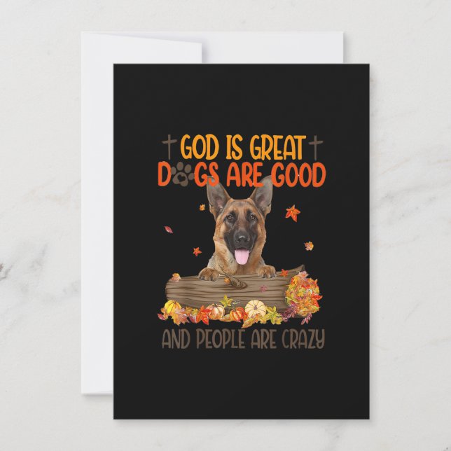 Invitación Dios Es Grande Perro Es Bueno Pastor Alemán Cae El (Anverso)