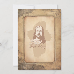 Invitación Dios mío. Predicador cristiano viejo de moda