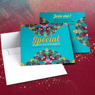 Invitación Diosa Tribal Genial Azul Borgoña Boho Especial